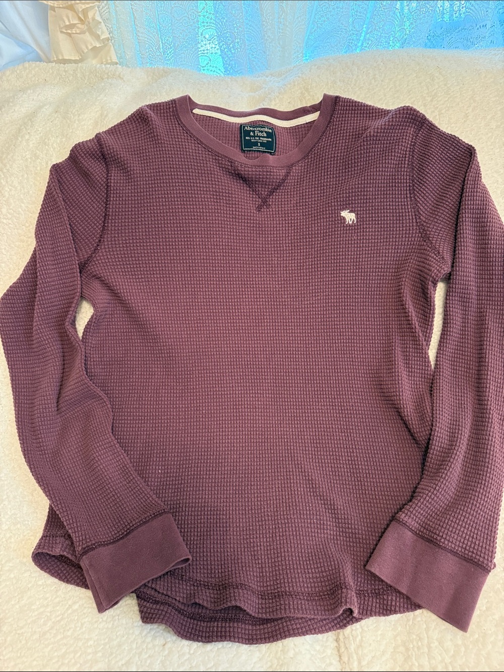Abercrombie & Fitch Men's Waffle Crewneck Sweater - Plum